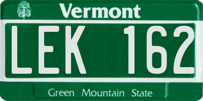 VT license plate LEK162