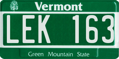 VT license plate LEK163