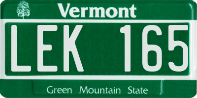 VT license plate LEK165