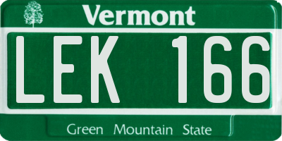 VT license plate LEK166