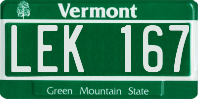 VT license plate LEK167