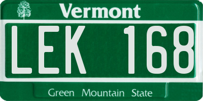 VT license plate LEK168