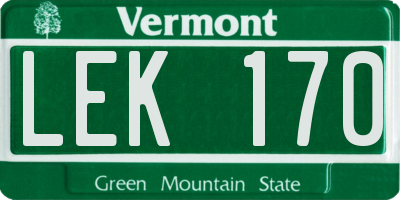 VT license plate LEK170