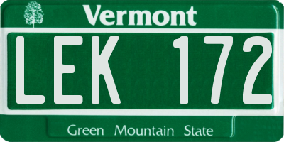 VT license plate LEK172