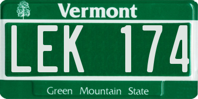 VT license plate LEK174