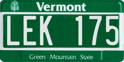 VT license plate LEK175