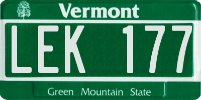 VT license plate LEK177