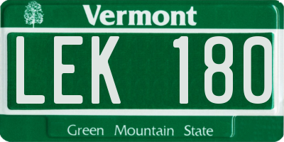 VT license plate LEK180