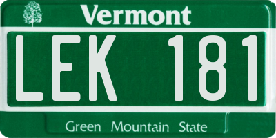 VT license plate LEK181