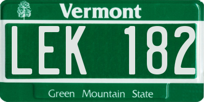 VT license plate LEK182