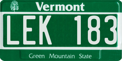 VT license plate LEK183