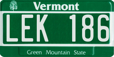 VT license plate LEK186