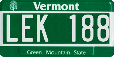 VT license plate LEK188