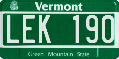 VT license plate LEK190