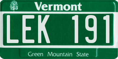 VT license plate LEK191