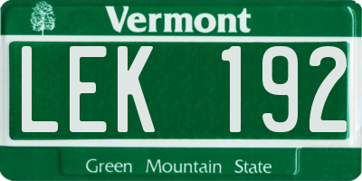 VT license plate LEK192