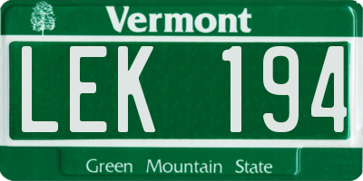 VT license plate LEK194