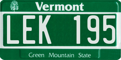 VT license plate LEK195