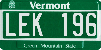 VT license plate LEK196