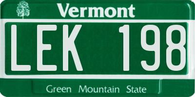 VT license plate LEK198