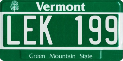 VT license plate LEK199