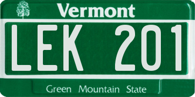 VT license plate LEK201