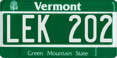 VT license plate LEK202