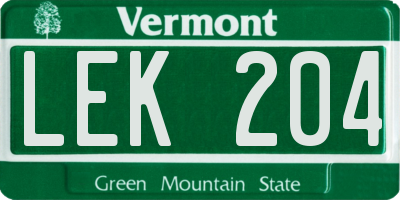 VT license plate LEK204