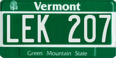 VT license plate LEK207