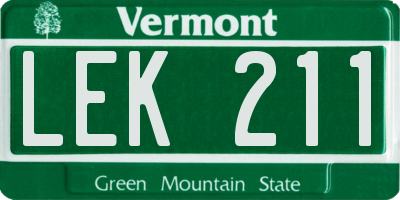 VT license plate LEK211