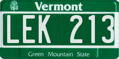 VT license plate LEK213