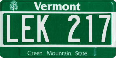 VT license plate LEK217