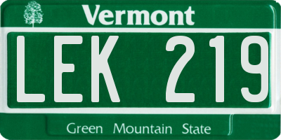 VT license plate LEK219