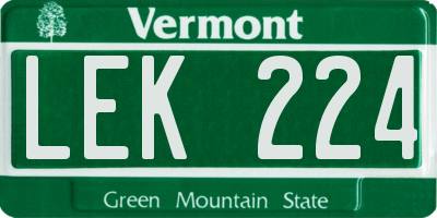 VT license plate LEK224
