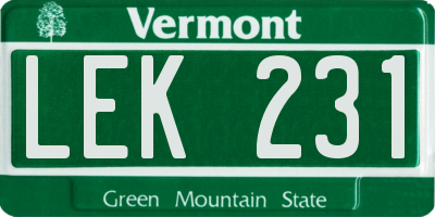 VT license plate LEK231