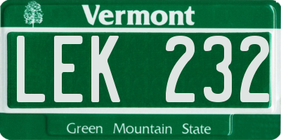 VT license plate LEK232