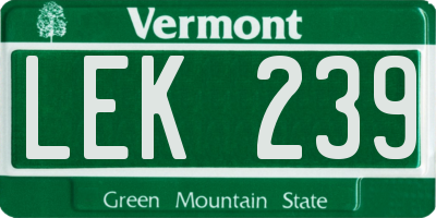 VT license plate LEK239