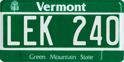 VT license plate LEK240