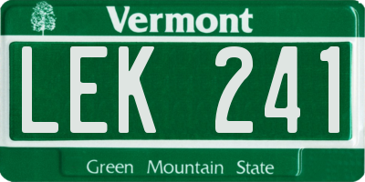 VT license plate LEK241