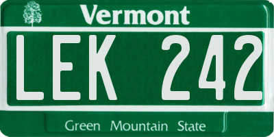 VT license plate LEK242