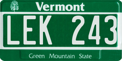 VT license plate LEK243