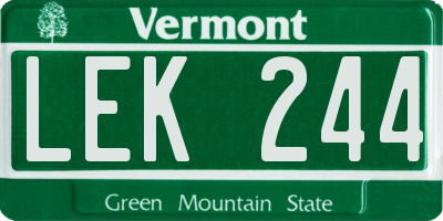 VT license plate LEK244
