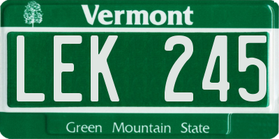 VT license plate LEK245