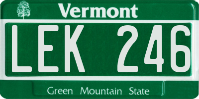 VT license plate LEK246