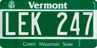 VT license plate LEK247