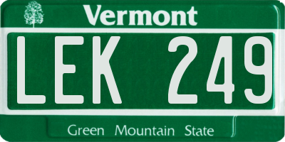 VT license plate LEK249