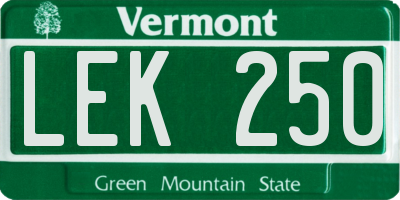 VT license plate LEK250