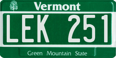 VT license plate LEK251
