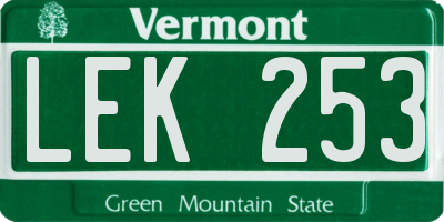 VT license plate LEK253