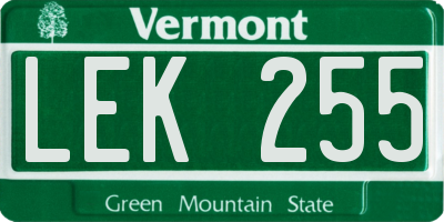 VT license plate LEK255